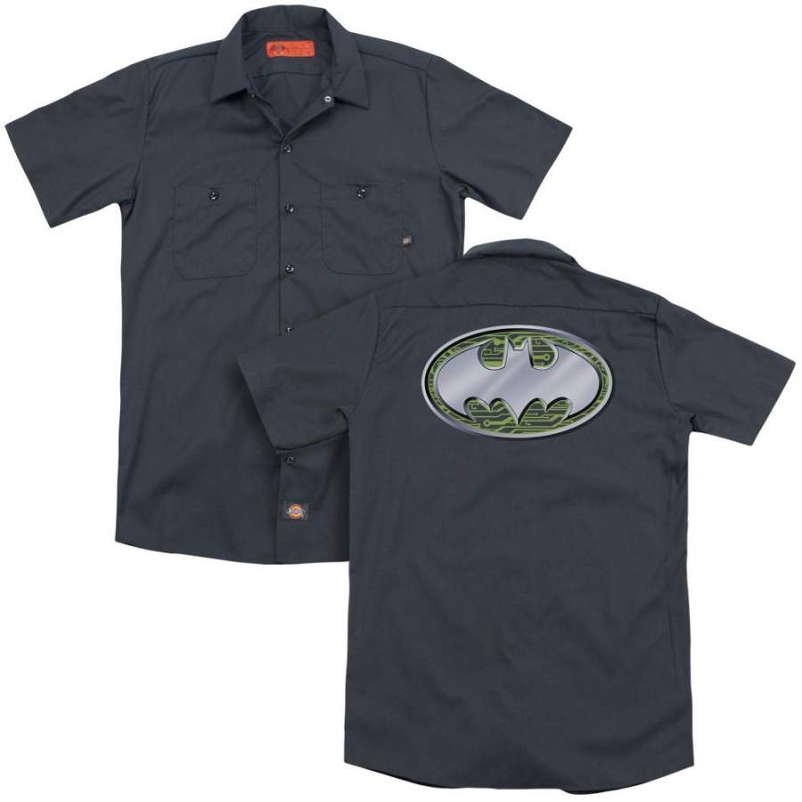 Batman – Circuits Logo (Back Print) Adult Work Shirt