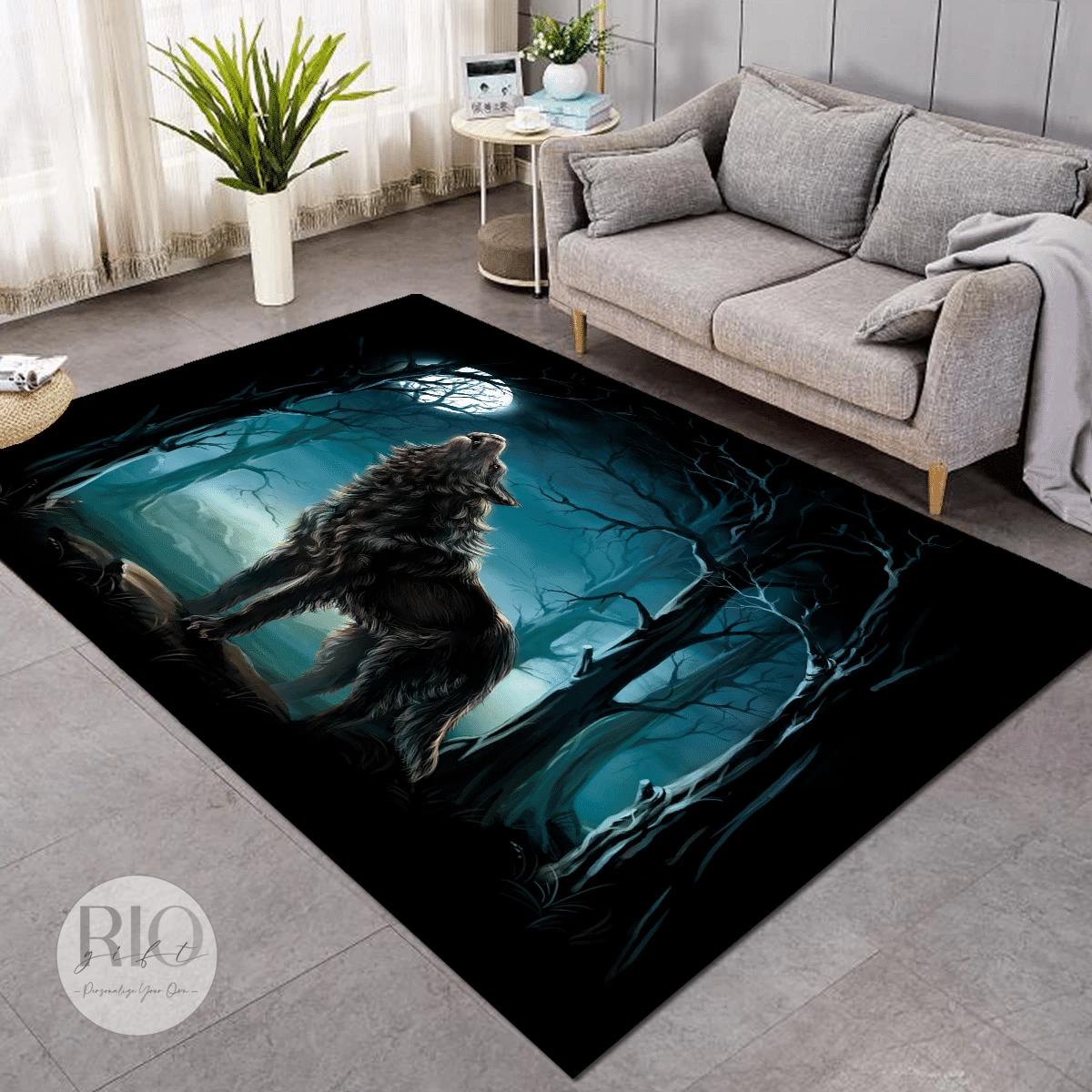 Wolfhowl Rug Living Home Decor