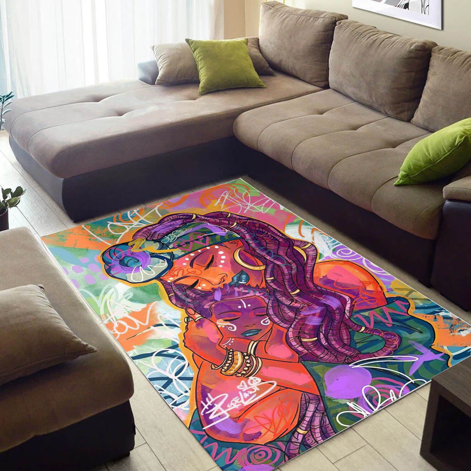 African Area Rug Pretty Melanin Beauty Girl African American Carpet Afrocentric Home Decor WBG20110