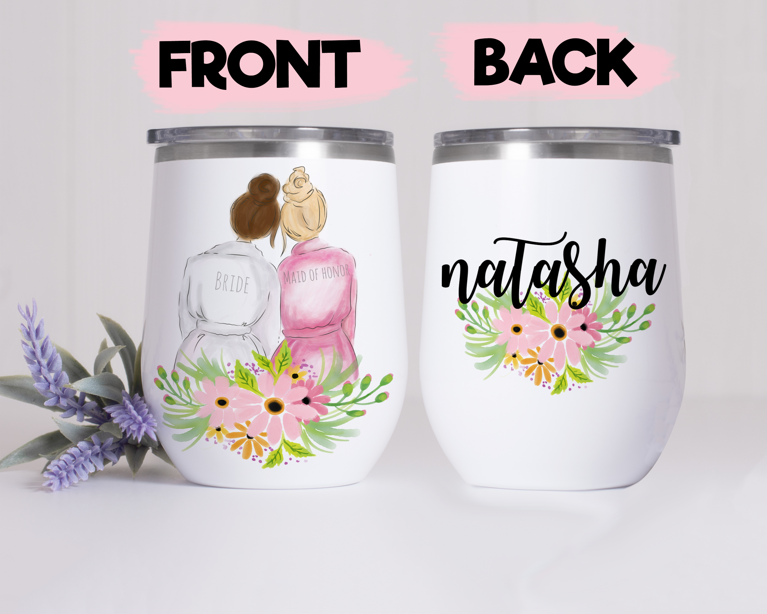 Custom Bridesmaid Wine Tumbler Wedding Bachelorette Party Gift