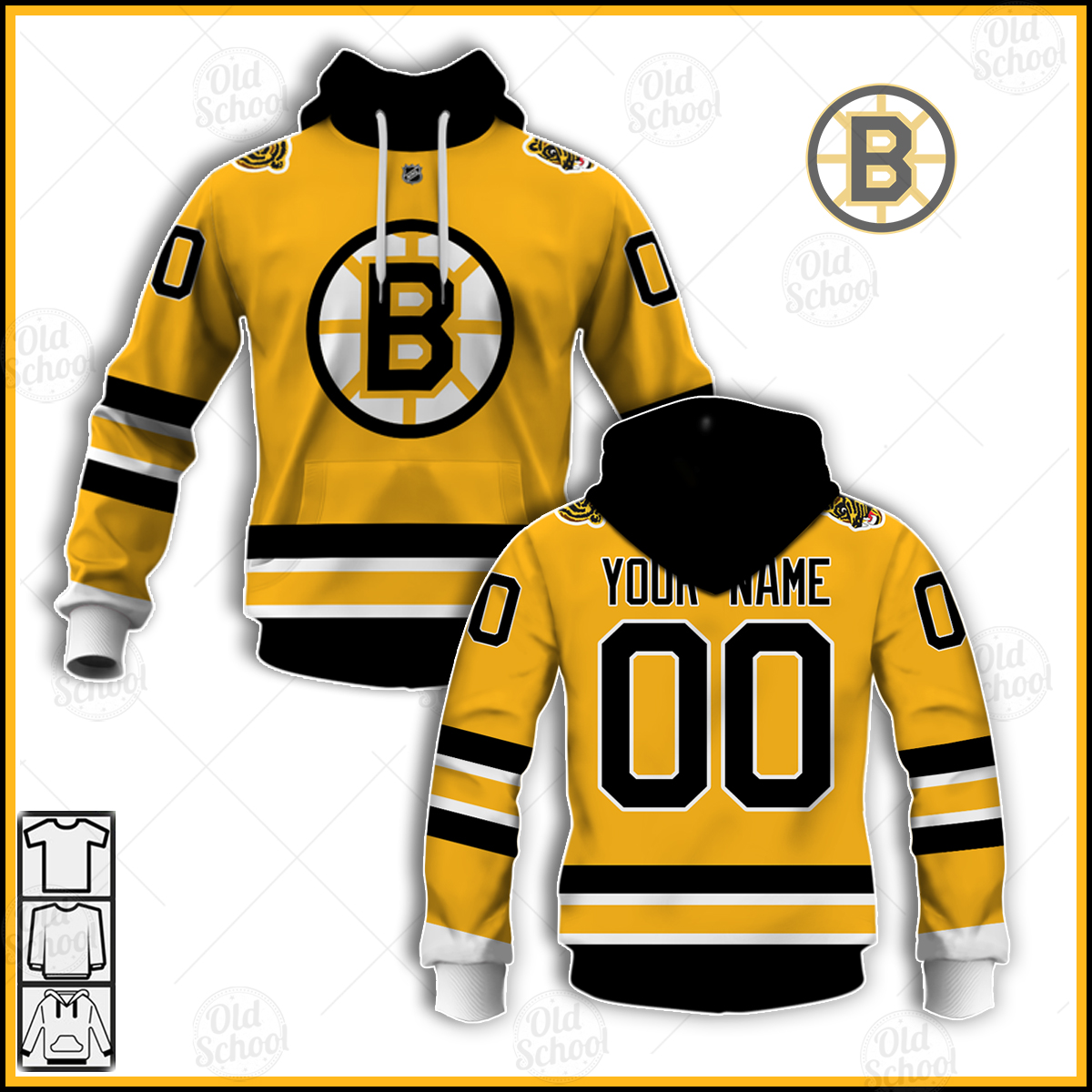 Boston Bruins Custom Name Number 2021 Reverse Retro Alternate Jersey Pullover Hoodie