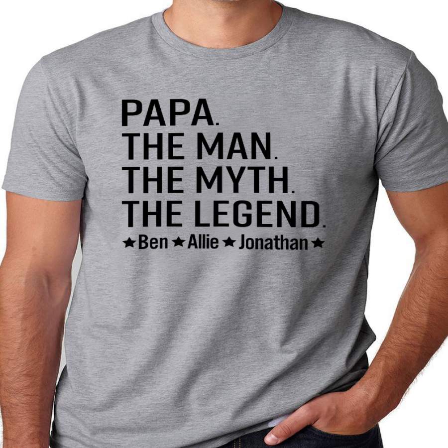 Personalized Papa The Legend Shirt, Papa Kids Names Shirt