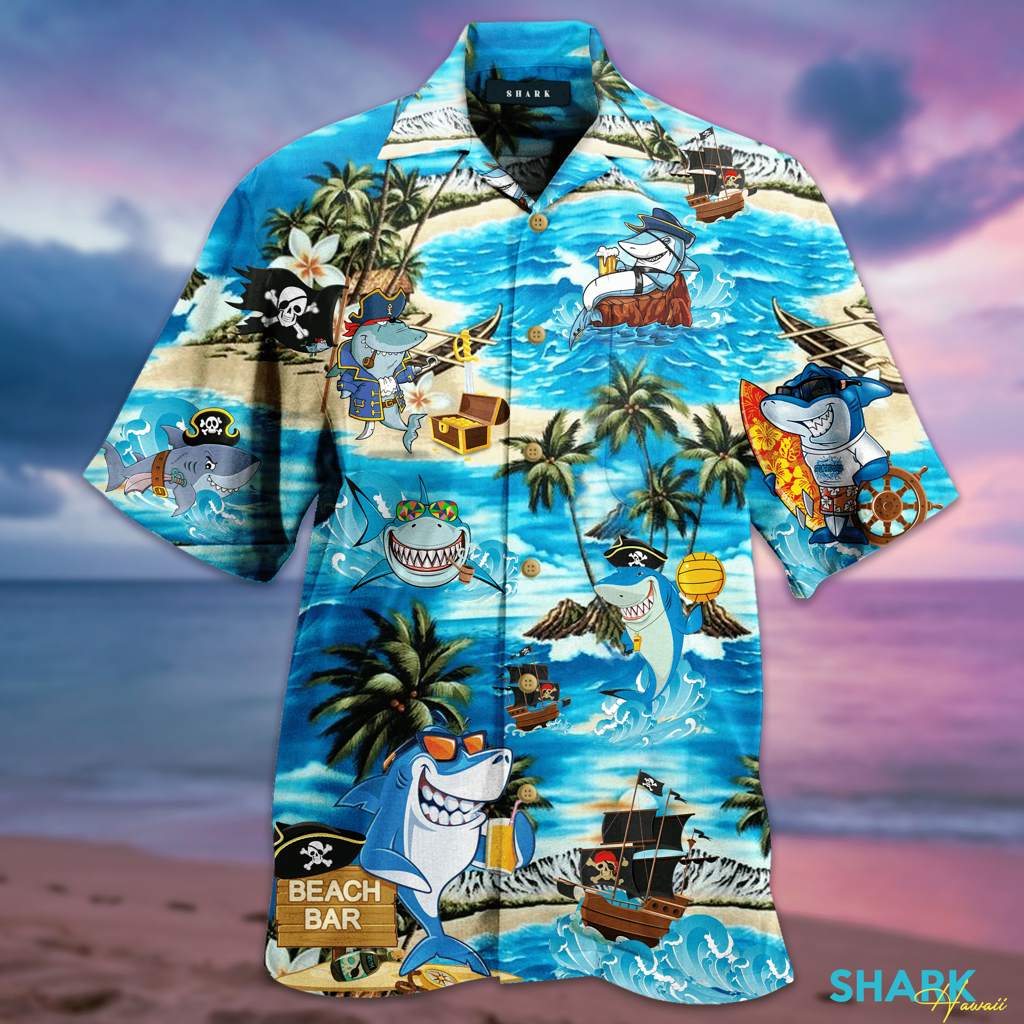 High Quality Amazing Pirate Shark Unisex Hawaii Shirt Ha47403