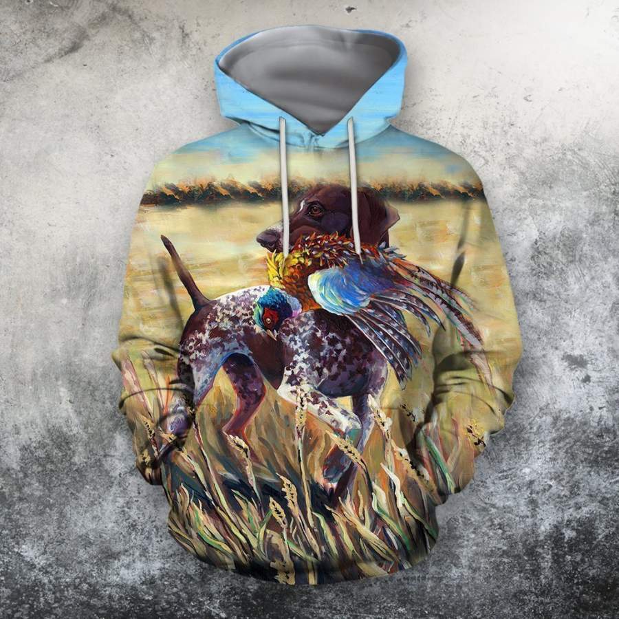 3D All Over Print Hunting Dog Pheasant  Shirts Hoodie