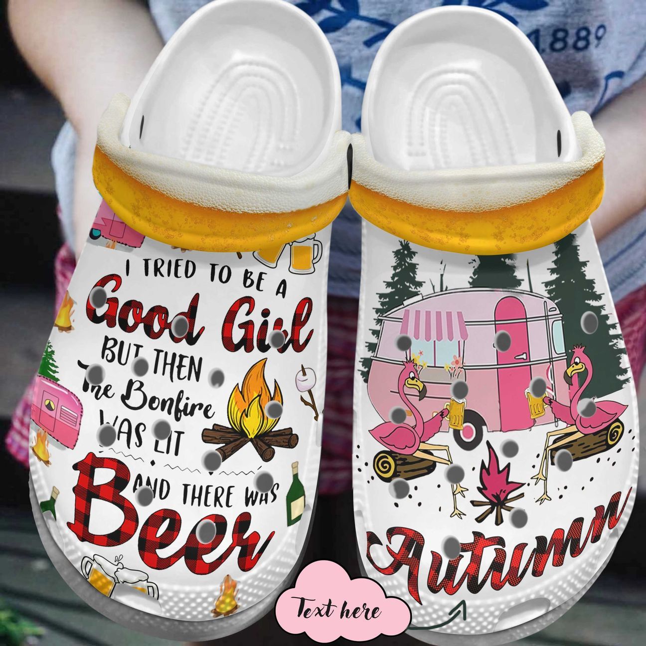 Camping Personalized Clog, Custom Name, Text, Color, Number Fashion Style For Women, Men, Kid, Print 3D The Bornfire Was Lit And There Was Beer