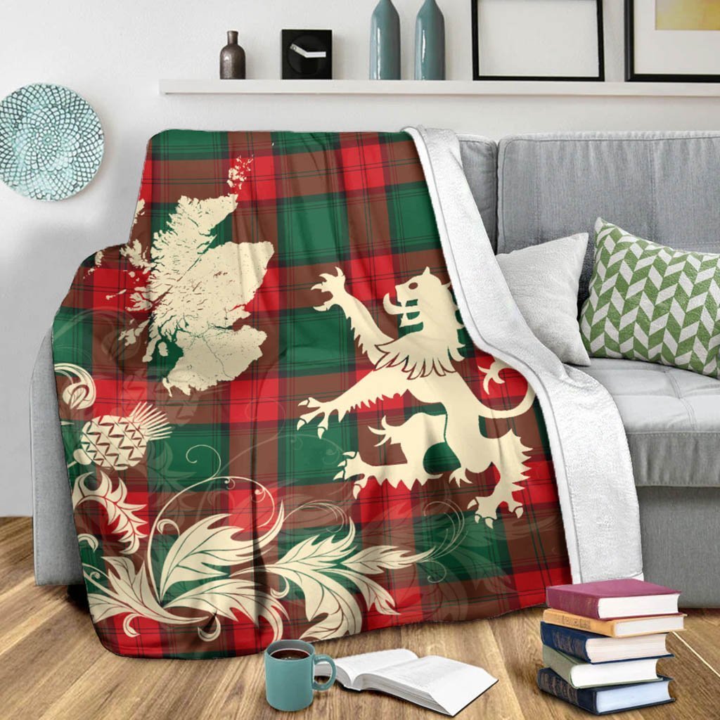 Tartan Blanket Stewart Atholl Modern Tartan Scotland Lion Thistle Map Plaid Blanket