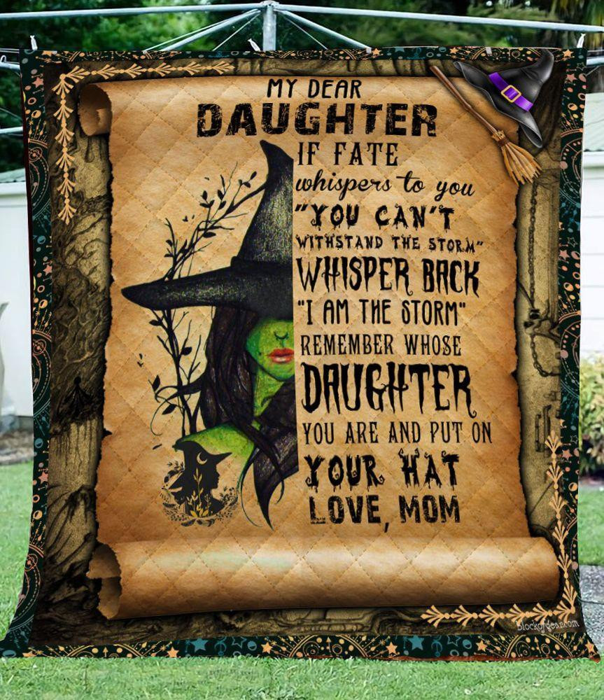 Green Witch Blanket Mom’S Gift For Daughter – Put On Your Hat Quilting Presents For Halloween Birthday