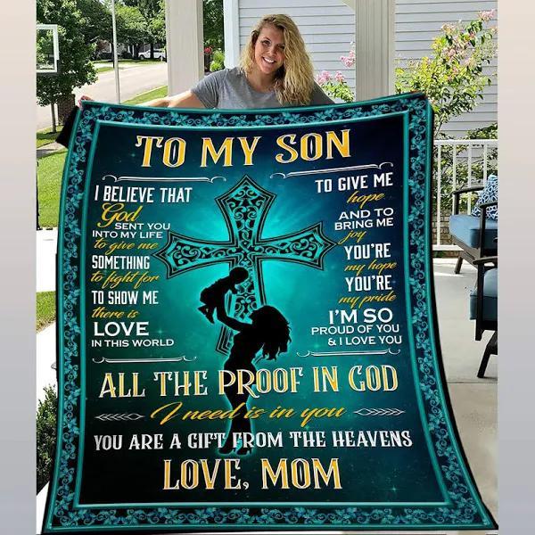 To My Son You Are A Gift From Heaven Fleece Blanket Gift For Son From Mom Home Decor Bedding Couch Sofa Soft And Comfy Cozy