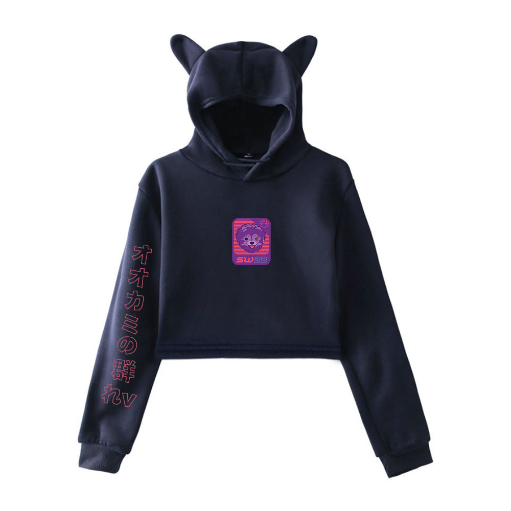 SssniperWolf Synthwave Youth logo Pullover Hoodie Merch Hoodies Sweatshirts for Girls Cat Ear Crop Top Hoodie Youth alx