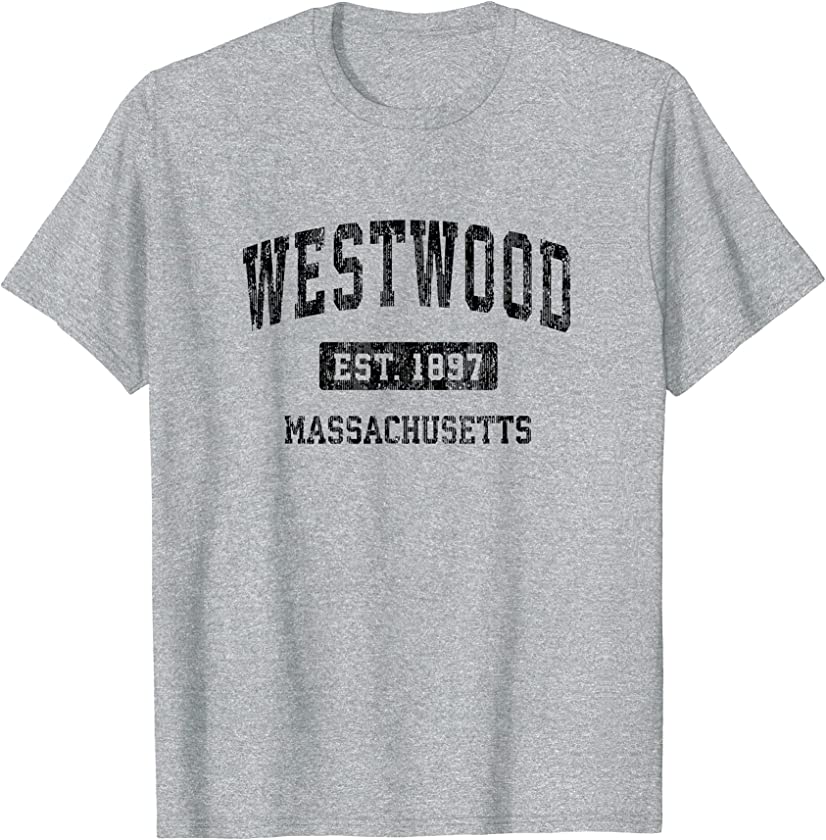 Westwood Massachusetts MA Vintage Sports Design Black Design T-Shirt