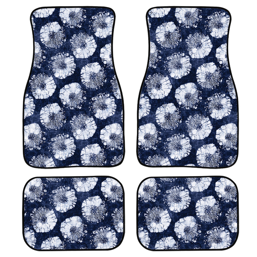 Shibori Motif Pattern Print Front And Back Car Floor Mats, Front Car Mat