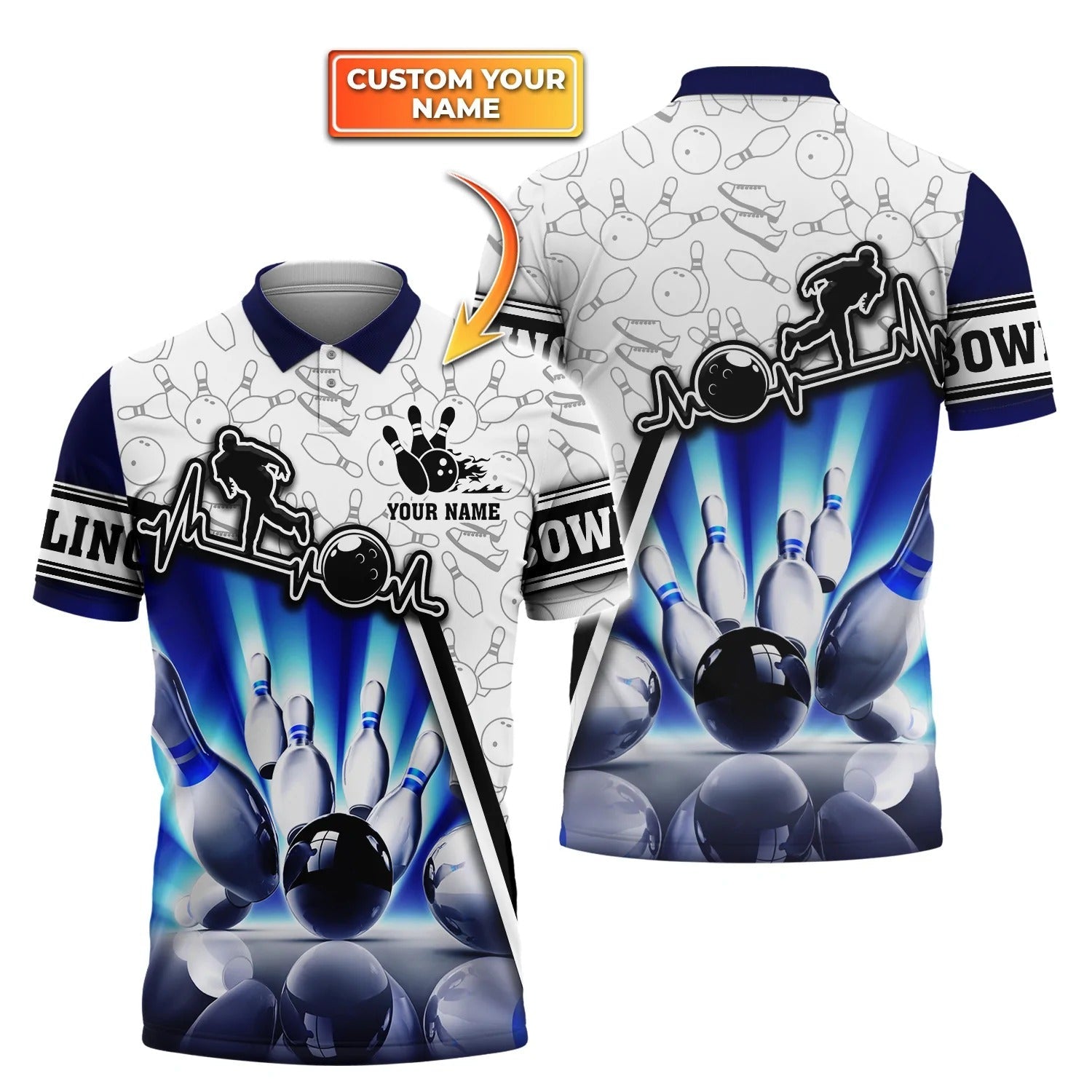 Custom Men Bowling Polo Shirt, 3D All Over Print Bowling Team Uniform, Bowler Polo Shirt, Mens Bowler Gifts