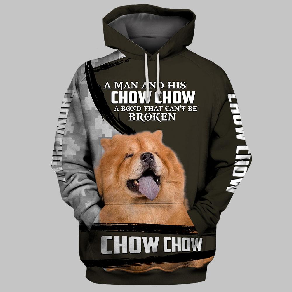 A Man And His Chow Chow Dog 3D Full Printing