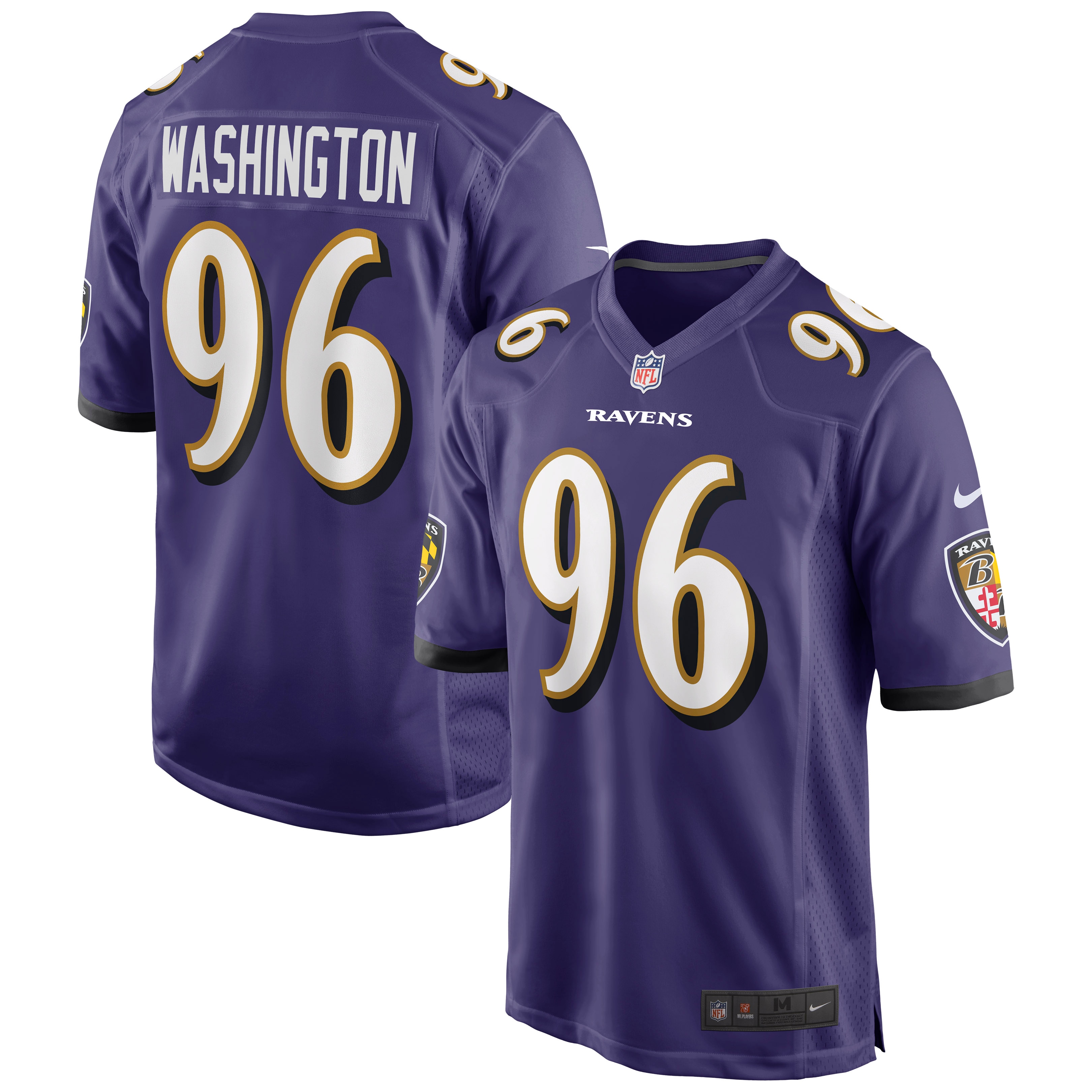 Men’s Baltimore Ravens Broderick Washington Purple Game Player Jersey