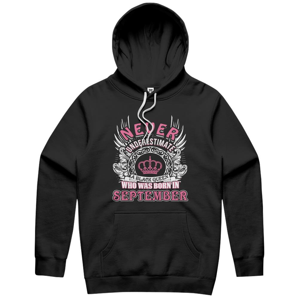 September Birthday Shirts, September Hoodie, September Shirt, Never Underestimate A Black Queen Hoodie