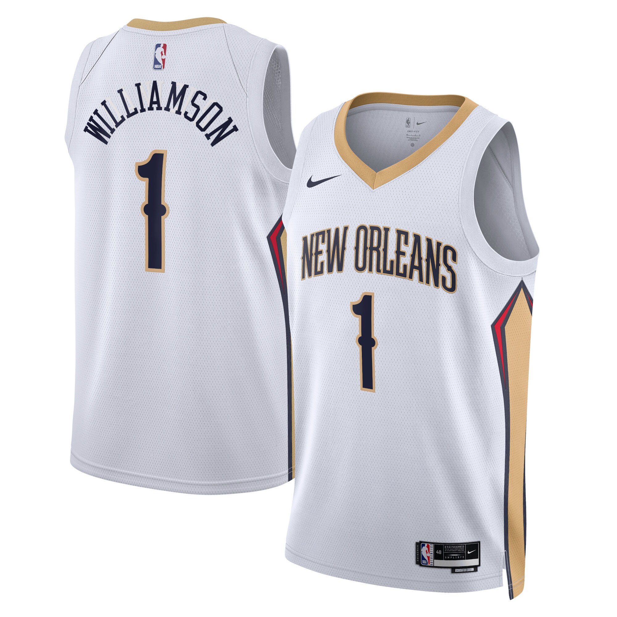 New Orleans Pelicans Association Edition Swingman Jersey – White – Zion Williamson – Unisex