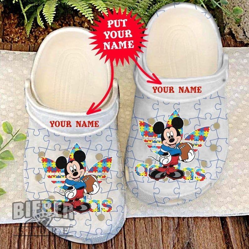 Autism Mickey Cute Disney Comfortable For Mens And Womens Classic Water Crocs Clog Shoes