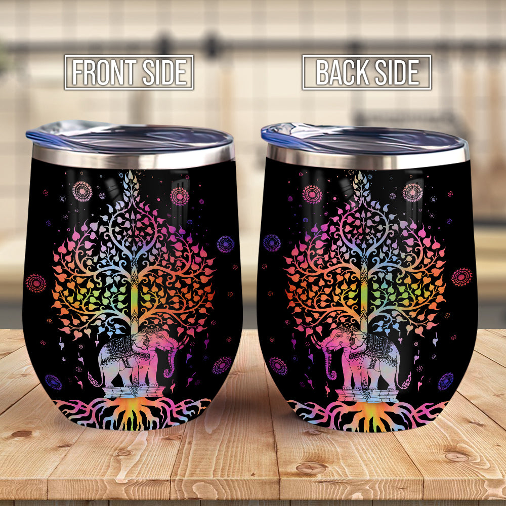 Tie Dye Hippie Elephant Tree Of Life Wine Tumbler Hippie Tree Of Life Gift Aelz1106026Z Wine Tumbler