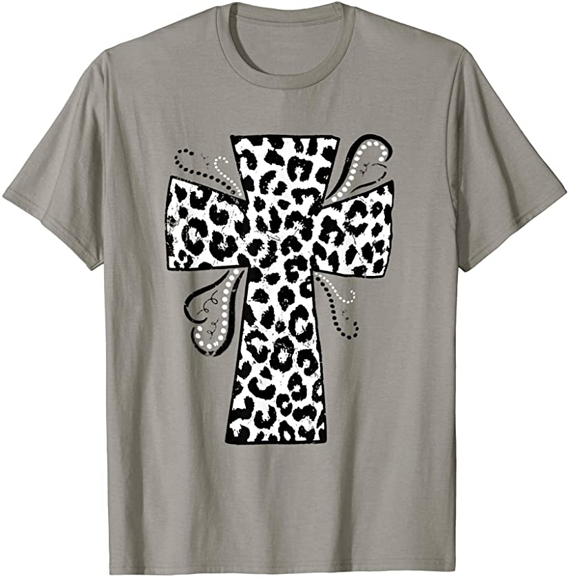 Cross Mauve Leopard Plaid Christian Jesus Lover Vintage T-Shirt