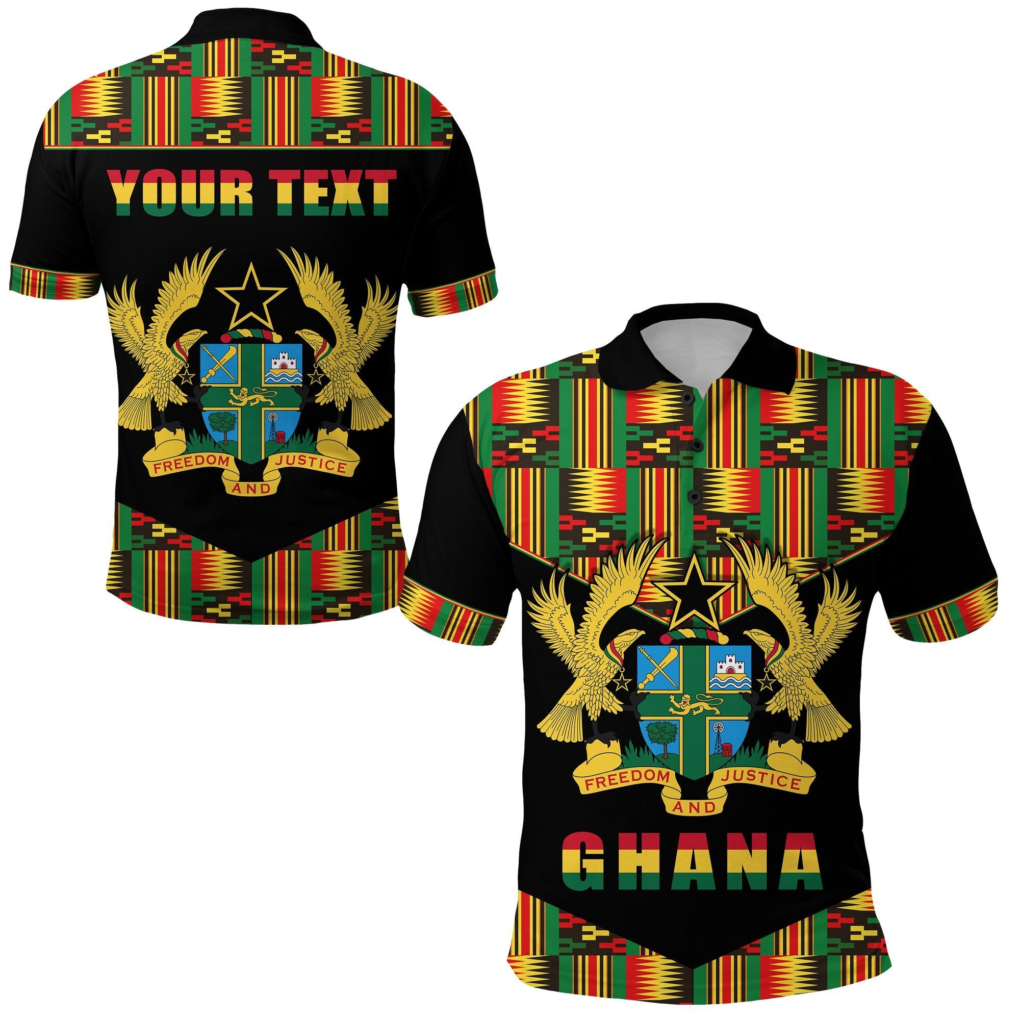 (Custom Personalised) Ghana Proud Polo Shirt Ankara Kente Lt13