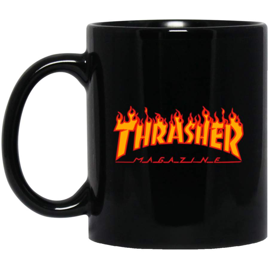 Thrasher Magazine Skateboarding Fire Design Black Mug