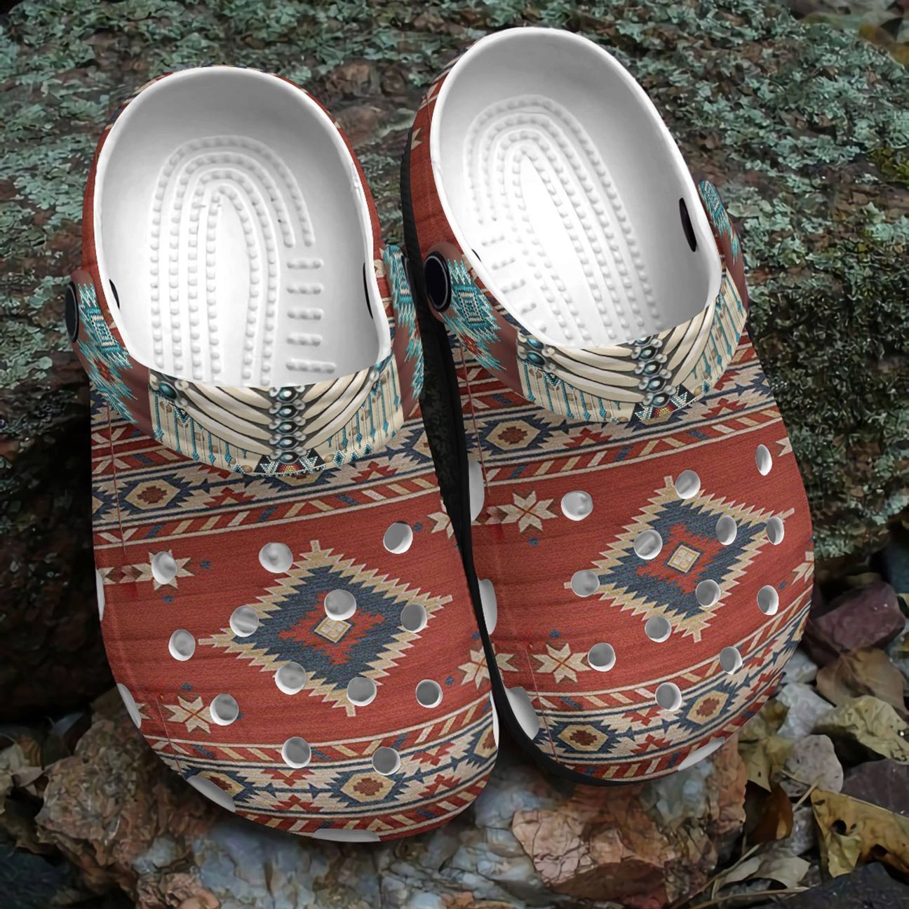 Native American Personalized Clog, Custom Name, Text, Color, Number Fashion Style For Women, Men, Kid, Print 3D Red