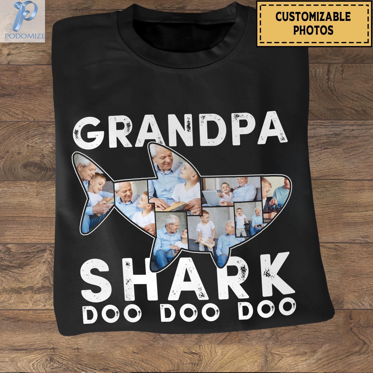 Custom Photo Grandpa Shark Doo Doo Doo Graphic Unisex T Shirt, Sweatshirt, Hoodie Size S – 5XL