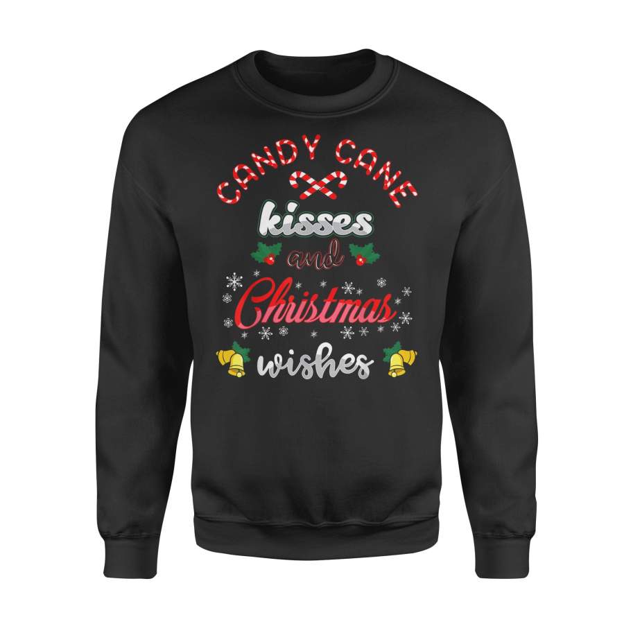 Candy Cane Wishes and Christmas Wishes Holiday Peppermint T-Shirt – Standard Fleece Sweatshirt