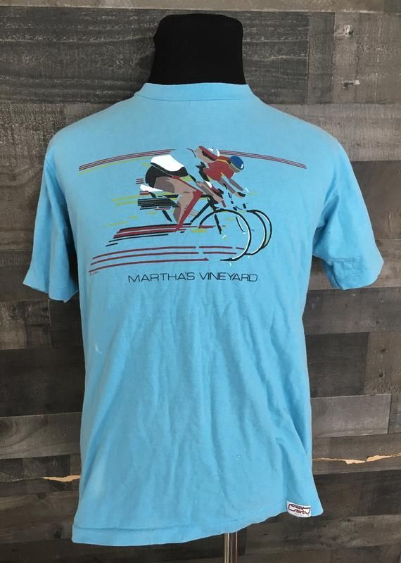 Vintage 1980S Martha S Vineyard Island Massachusetts Bike Race Crazy Shirts Destination 80S Vintage New England Shirt