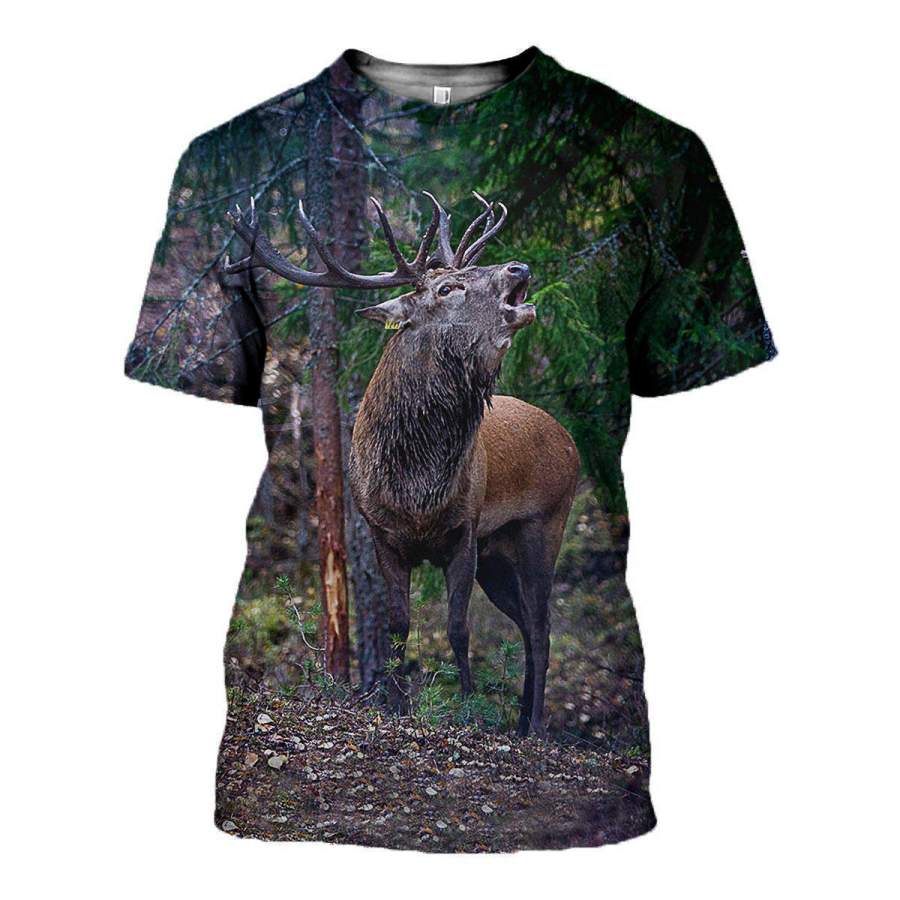 3D All Over Printed Deer T-shirt Hoodie