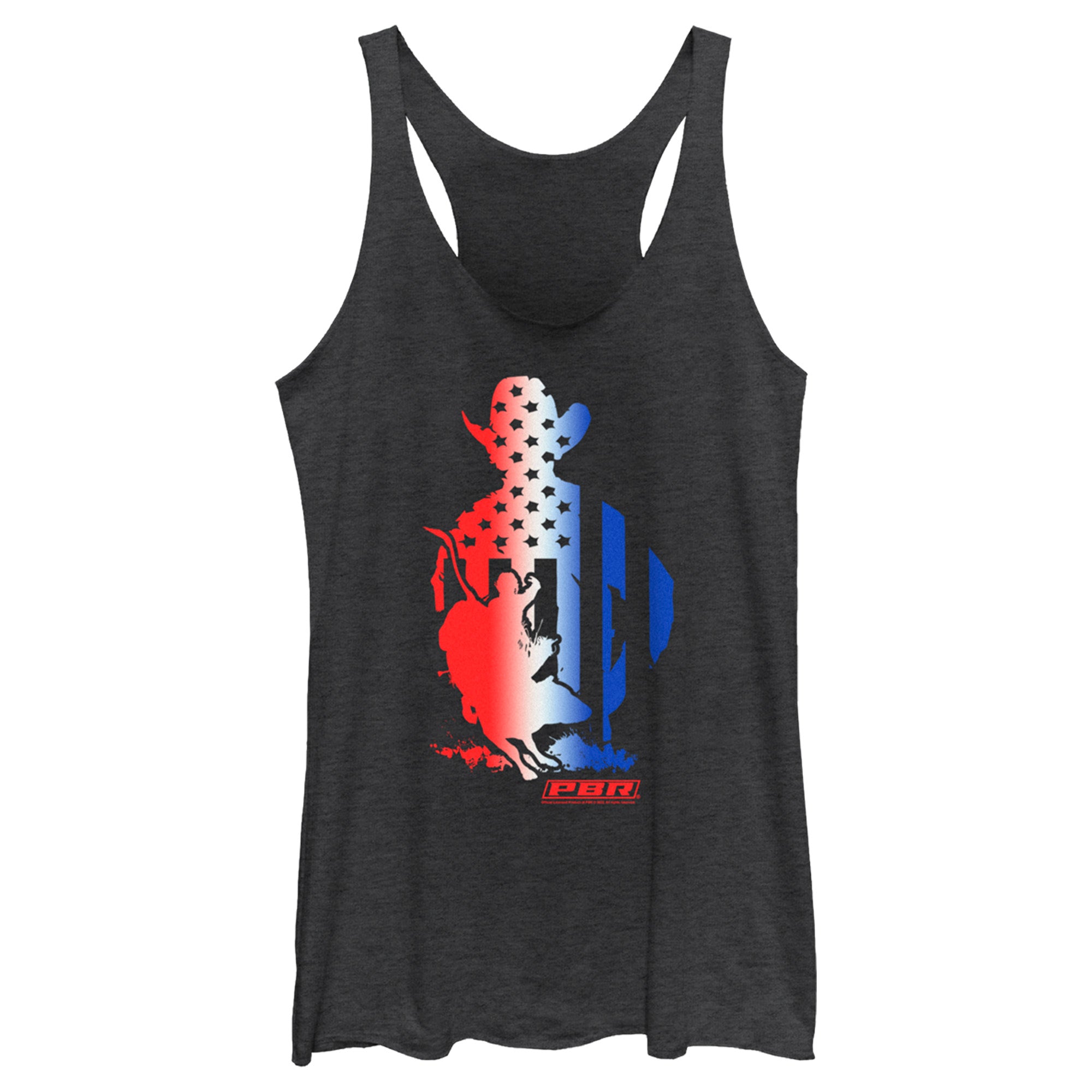 Women’S Professional Bull Riders Patriotic Silhouette Racerback Tank Top