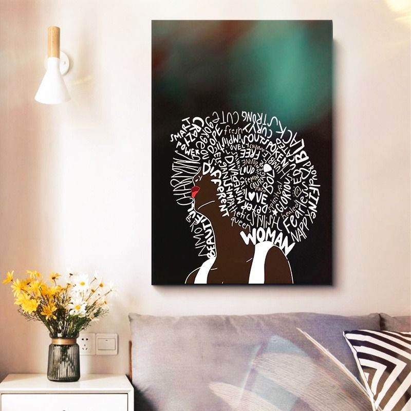 African Black Art Powerful Black Girl Vertical Canvas And Poster Printed For Home Decor