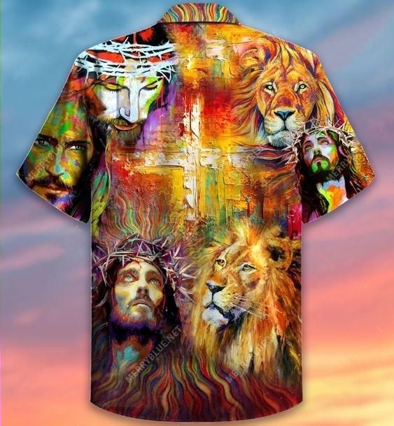 Get Here Hawaiian Aloha Shirts Jesus Is My King My Lord My Savior Lion