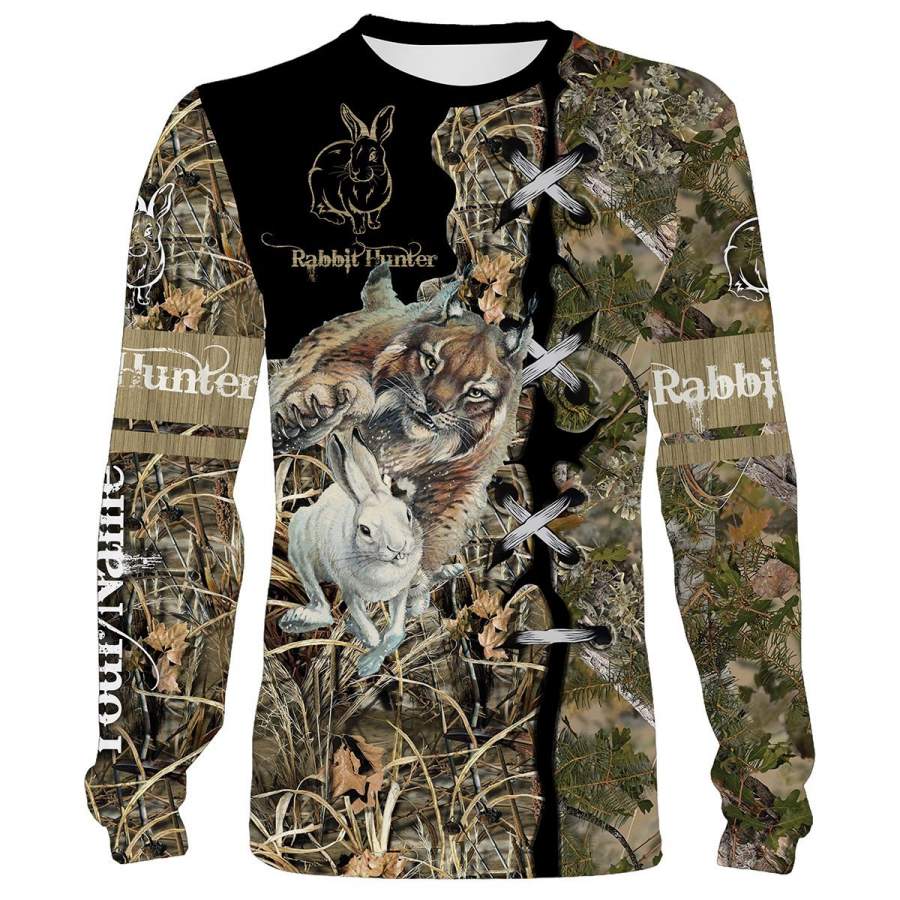 Rabbit hunter custom Name 3D All over print T-shirt, Sweatshirt, Long sleeves, Hoodie, Zip up hoodie – Personalized hunting gift for Men, Women and Kid – FSD544