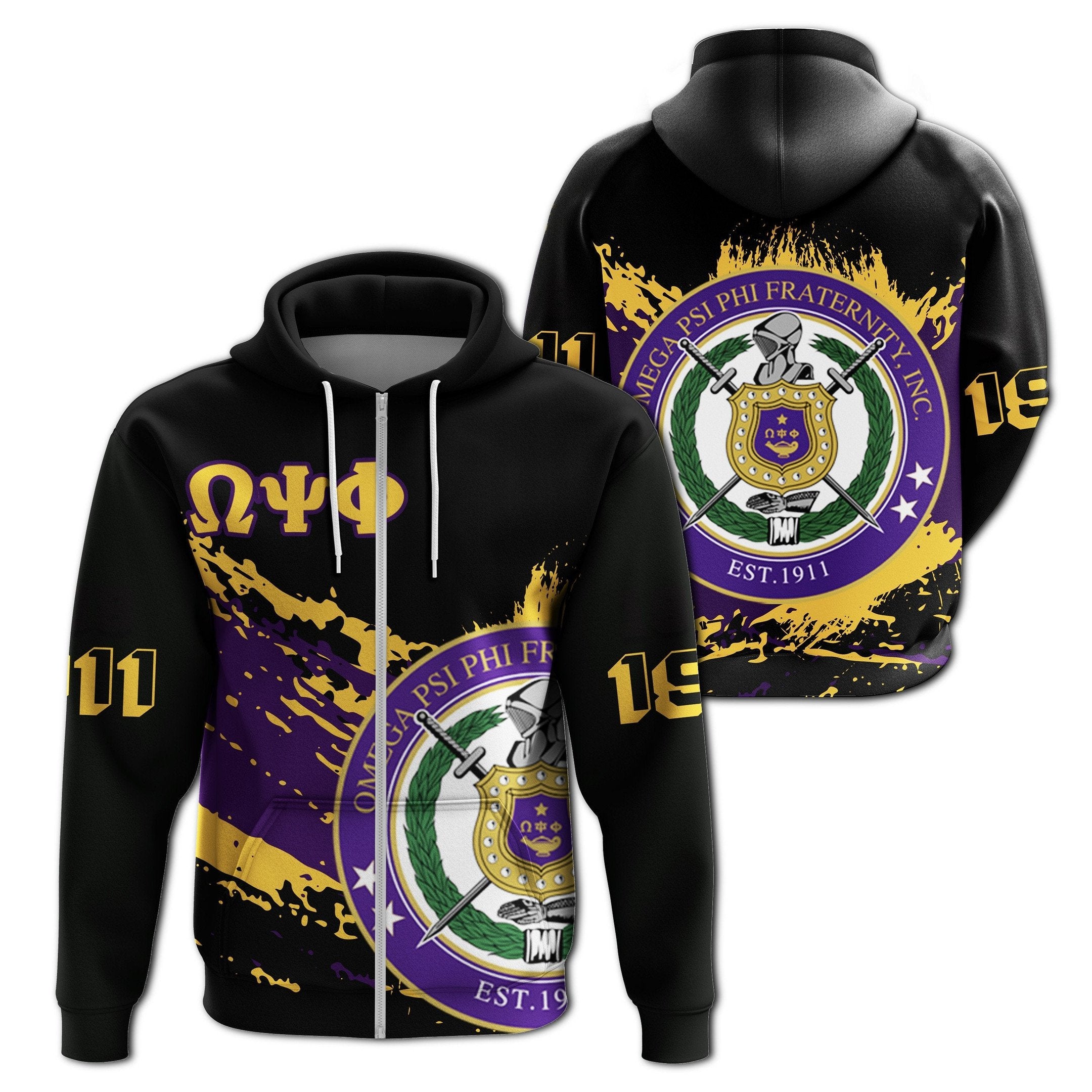 Fraternity Hoodie – Omega Psi Phi Zip Hoodie Tip Style