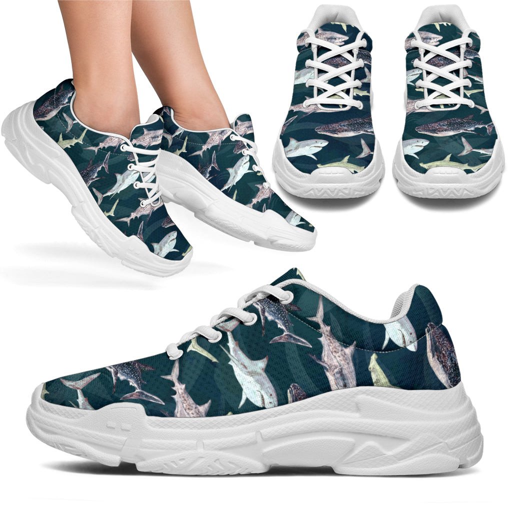 Shark Pattern Print Chunky Sneaker Art 889