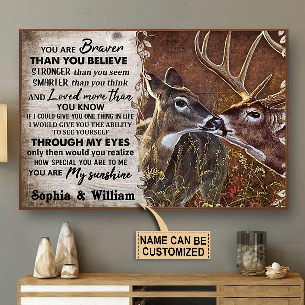 Aeticon Gifts Personalized Deer Braver Than You Believe Canvas Mom Dad Gift Home Decor