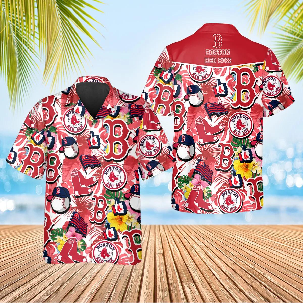 Pattern Boston Red Sox Hawaiian Shirt, Red Sox Aloha Shirt