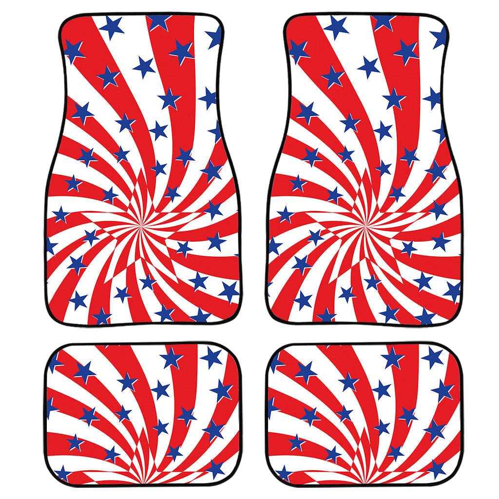 Swirl American Patriotic Star Print Front And Back Car Floor Mats, Front Car Mat