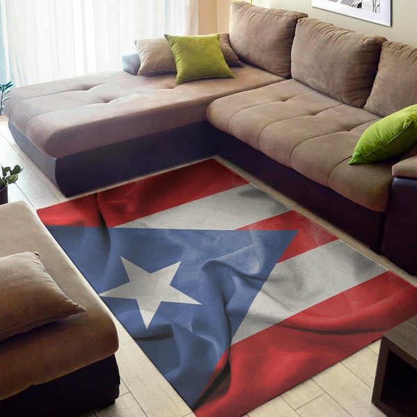 Wrinkled Puerto Rican Flag Print Area Rug