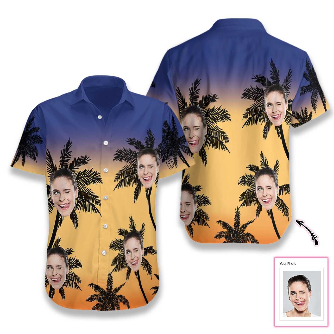 Beach Shirt Felacia [Hawaii Shirt] Funny Custom Face -Zx14460