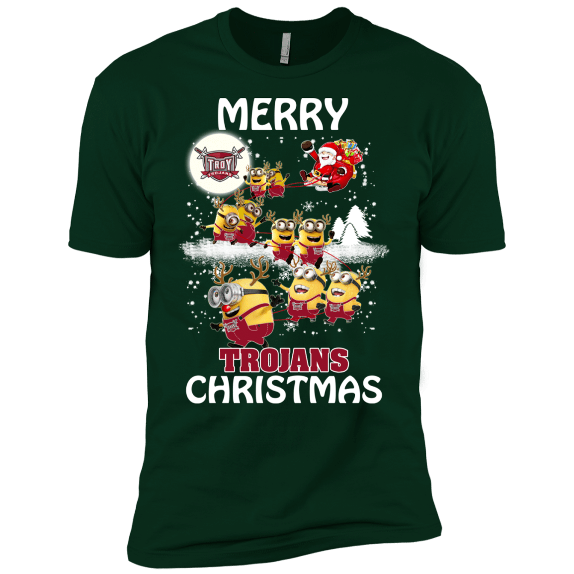 Check out this awesome Troy Trojans Ugly Christmas Sweaters Minions Santa Claus Merry Christmas Men’s T-Shirt