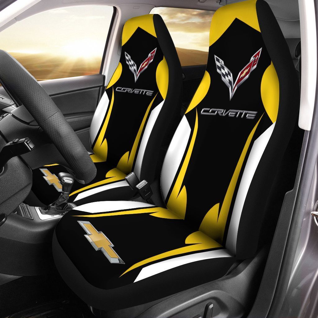 Chevrolet Corvette  Car Seat Cover (Set Of 2) Ver 3 (Yellow)