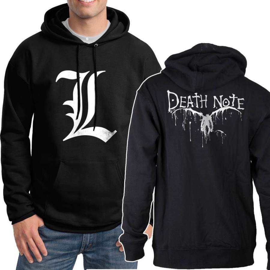 L Death Note Light Shinigami Ryuk Back Unisex Pullover Hoodie