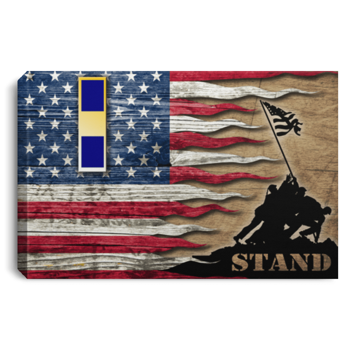 Us Navy W-1 Warrant Officer W1 Wo1 Stand For The Flag 18X12 Inches Landscape Canvas .75In Frame