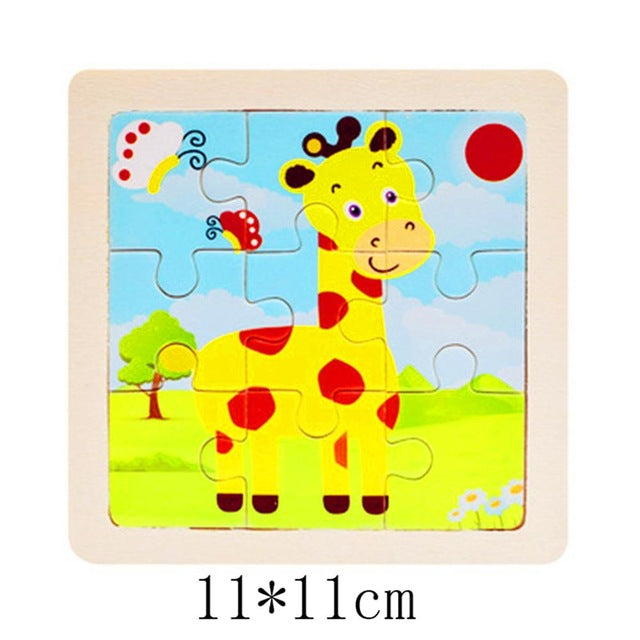 Wooden 3D Puzzle Jigsaw Toys For Children Cartoon Animal Vehicle Wood Puzzles Intelligence Kids