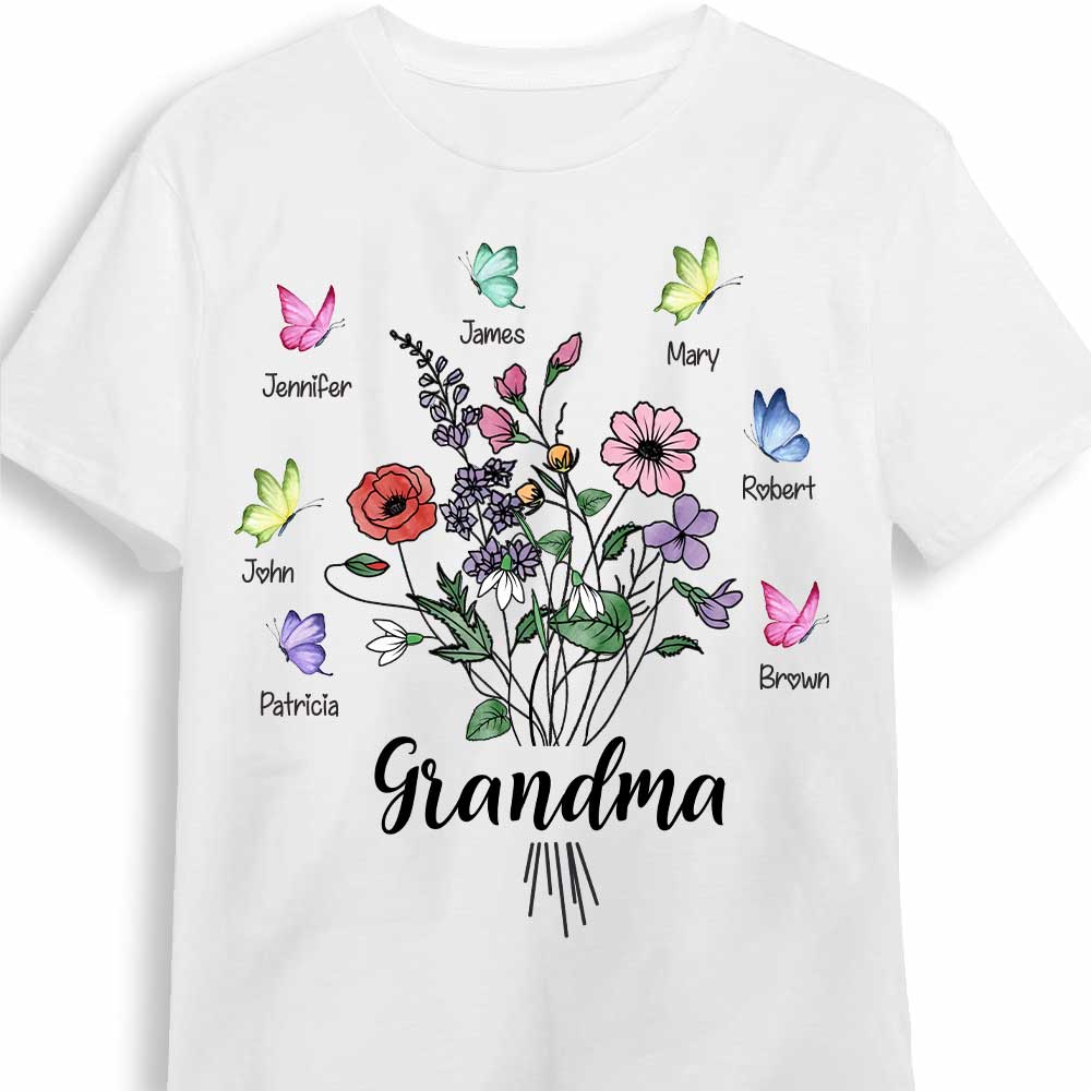 Personalized Grandma Butterfly Flower T Shirt Jn157 85O34