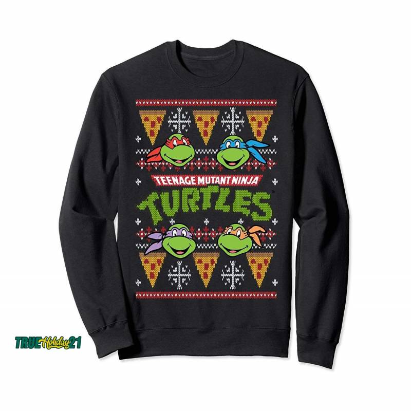 Tmnt Ugly Christmas Sweater With Pizza Sweatshirt