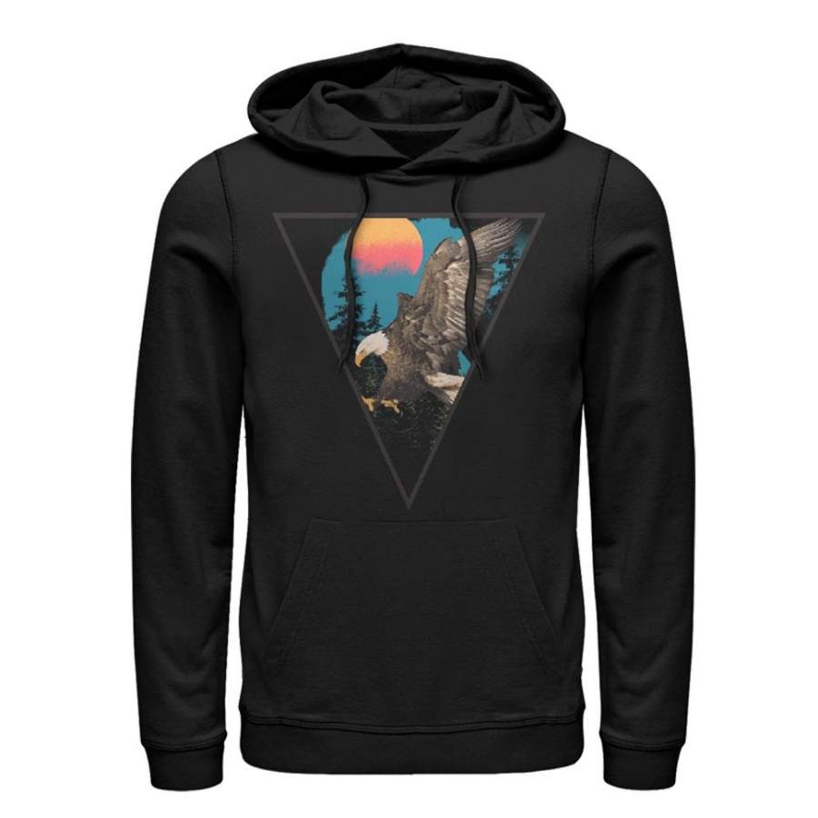 Lost Gods Men’s Triangle Bald Eagle  Lightweight Hoodie Black