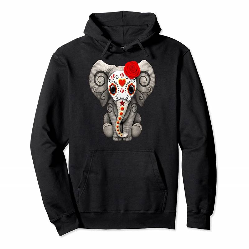 Sugar Skull Elephant Day of the Dead Halloween Skeleton Pullover Hoodie, T-Shirt, Sweatshirt